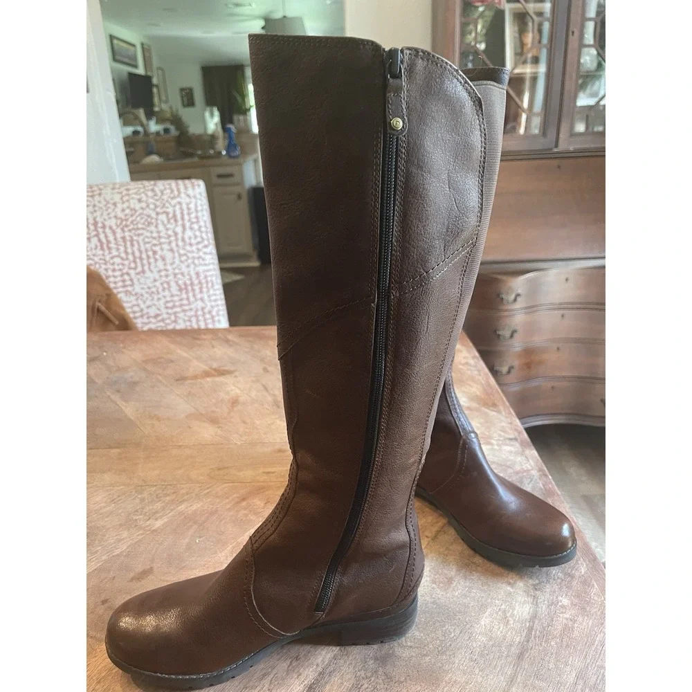 Rockport Hydro-Shield Waterproof Tall Brown Leather Boots Womens 7 Wide